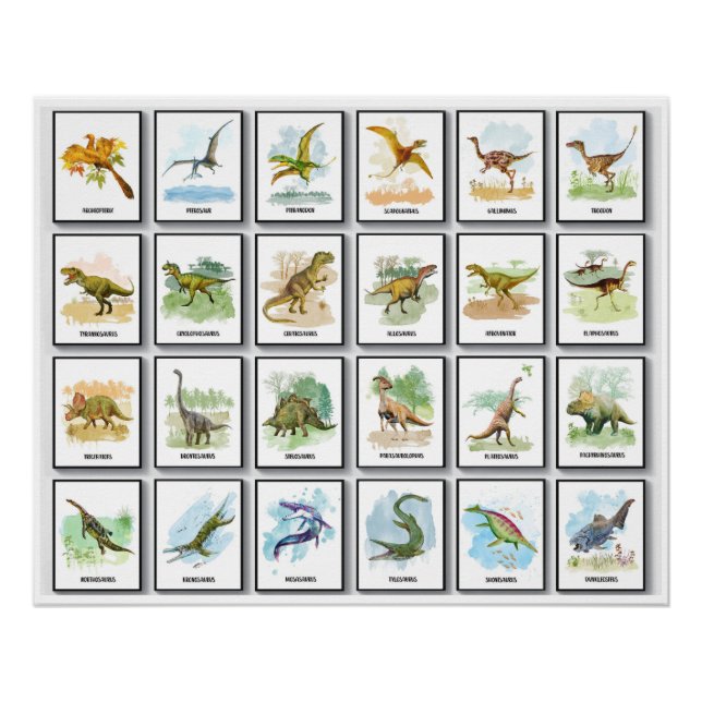 Dinosaures noms Glossy Poster (Devant)