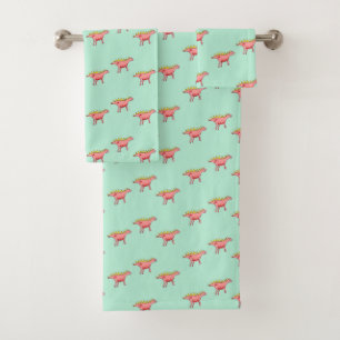 dinosaures roses motif sur bleu pâle