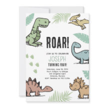 Dinosaures T-rex Invitation de fête d'anniversaire
