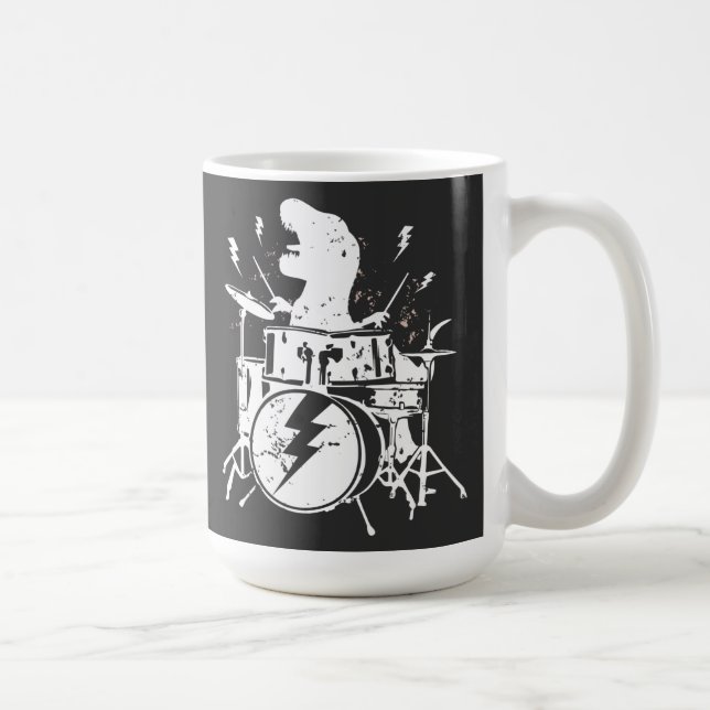 Dinosaures tambours musique jouer T rex café Mug (Droite)