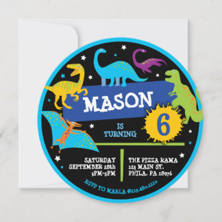 DINOSAURS DINO NEON Invitation de fête d'anniversa
