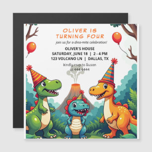 Dinosour Anniversaire Fête Invitation Carte magnét