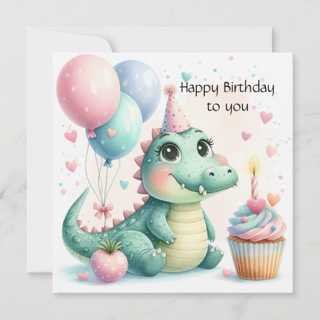Dinozaur birthday Personalize Custom card (Devant)