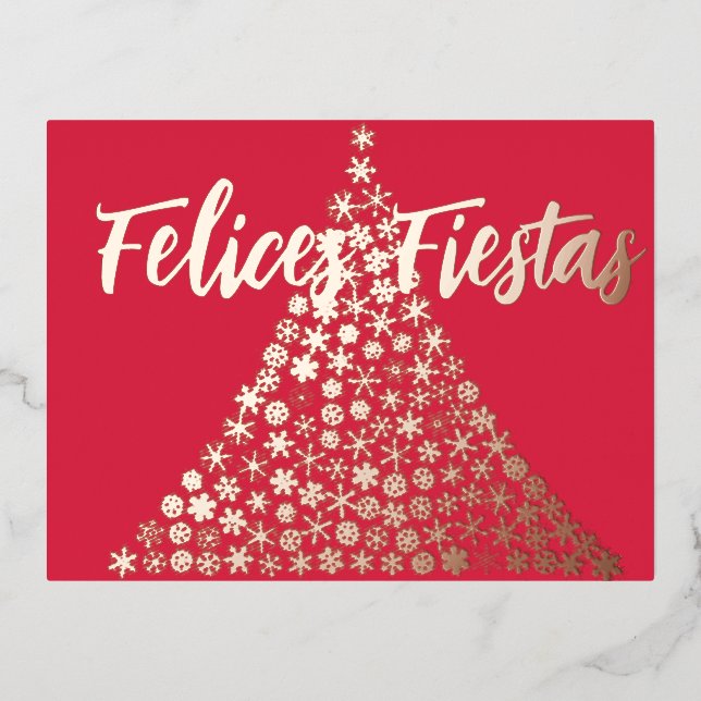 D'invitation À Feuilles D'aluminium Carte postale Felices Fiestas Script Holiday (Recto)