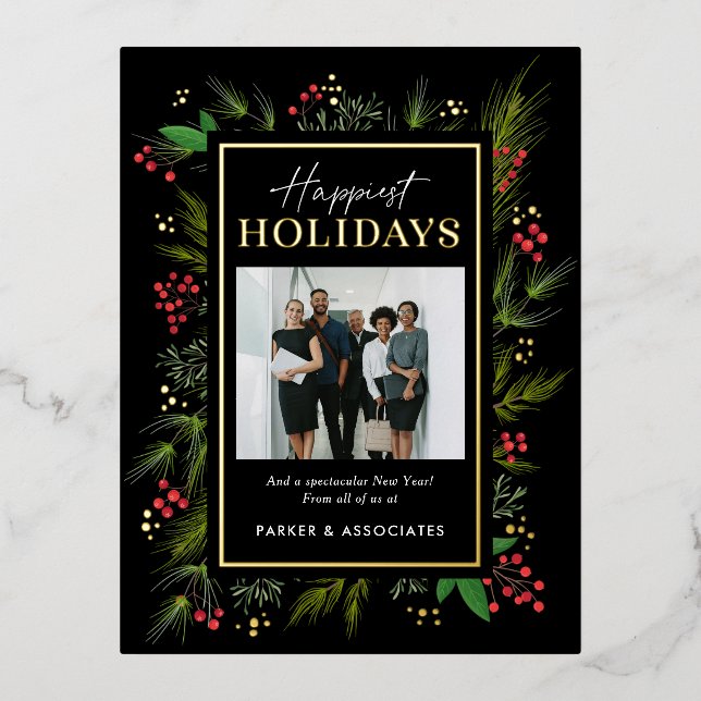 D'invitation À Feuilles D'aluminium Carte postale Festif Frame FOIL Business Photo Hol (Recto)