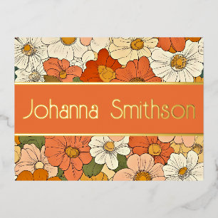 D'invitation À Feuilles D'aluminium Carte postale Foil de papeterie Florale Orange Gro