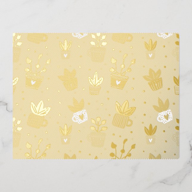 D'invitation À Feuilles D'aluminium Carte postale Foil Plante Lover - Art botanique Im (Recto)