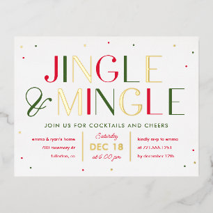 D'invitation À Feuilles D'aluminium Carte postale Jingle et Mingle Foil Christmas Part