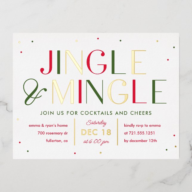 D'invitation À Feuilles D'aluminium Carte postale Jingle et Mingle Foil Christmas Part (Recto)