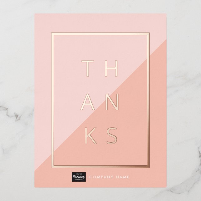 D'invitation À Feuilles D'aluminium Carte postale Merci or pour entreprise personnalis (Recto)