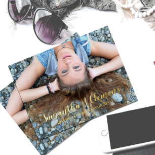 D'invitation À Feuilles D'aluminium Carte postale moderne d'annonce de remise de diplô