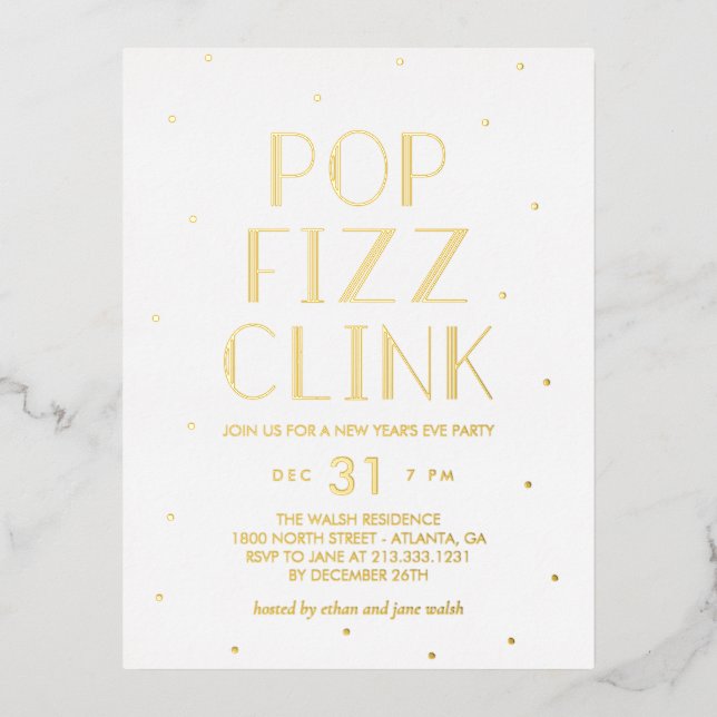 D'invitation À Feuilles D'aluminium Carte postale Pop Fizz Clink Foil (Recto)