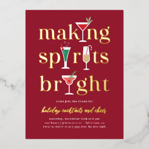 D'invitation À Feuilles D'aluminium Cocktails de Noël Foil Carte postale