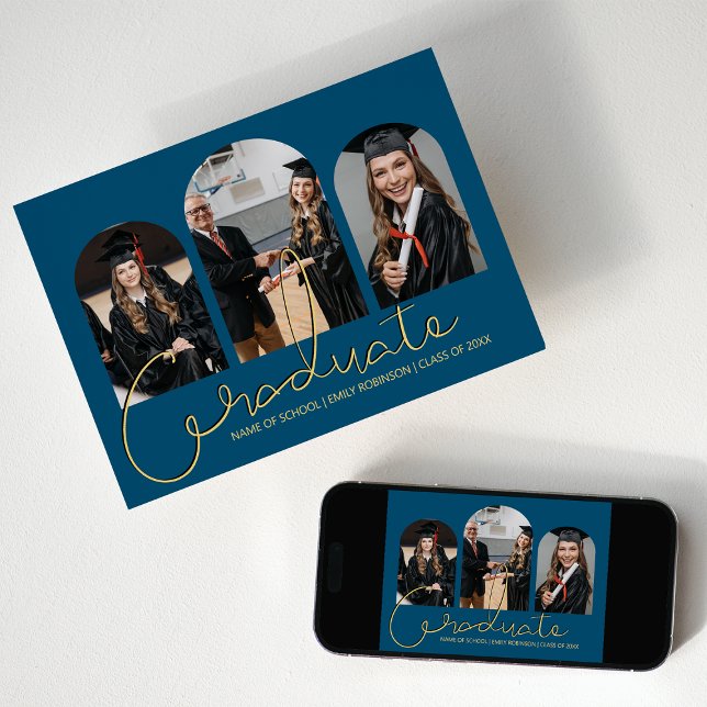 Diplômé | 3 Faire-part de collage photo en arc (Créateur téléchargé)