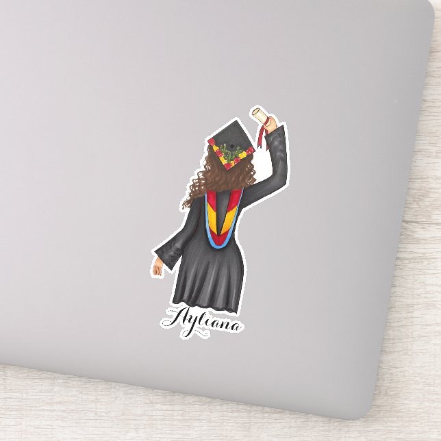 Diplômé Avec Diplôme Personnalisé Nom Sticker (Détail)