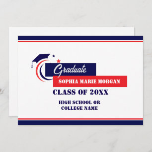Diplômé Bleu Rouge Blanc Faire-part