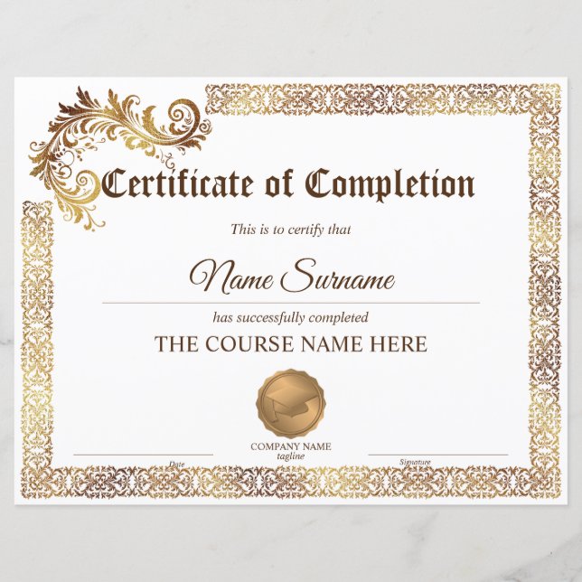 Diplôme Certificat d'achèvement Cours d'attributio (Devant)