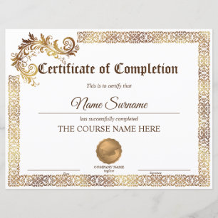 Diplôme Certificat d'achèvement Cours d'attributio