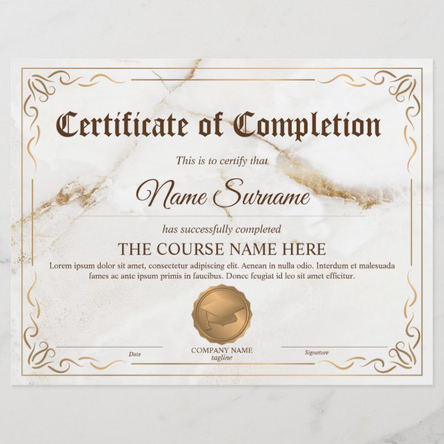 Diplôme Certificat d'achèvement Cours d'attributio (Devant)