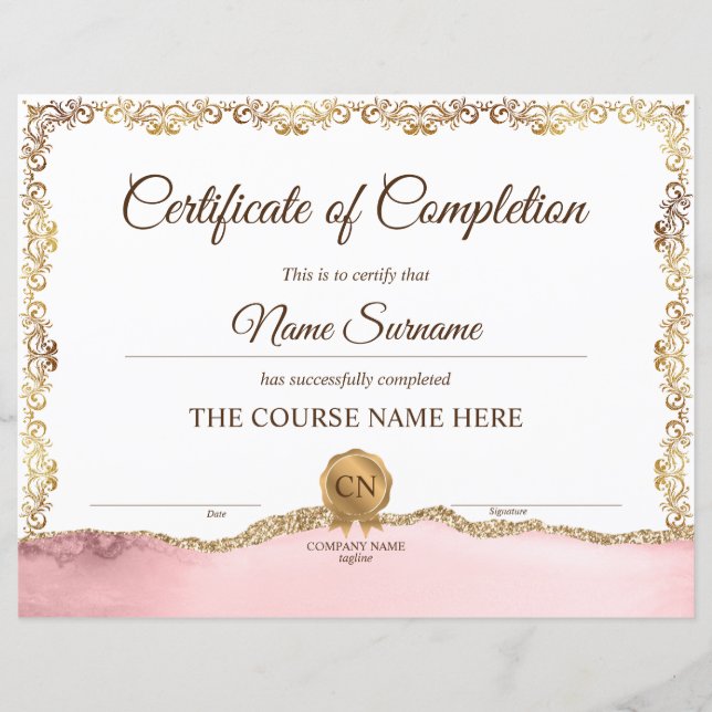 Diplôme Certificat d'achèvement Cours d'attributio (Devant)