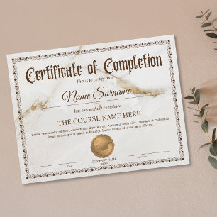 Diplôme Certificat d'achèvement Cours d'attributio