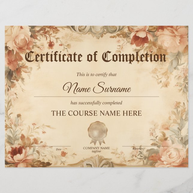 Diplôme Certificat d'achèvement Cours d'attributio (Devant)