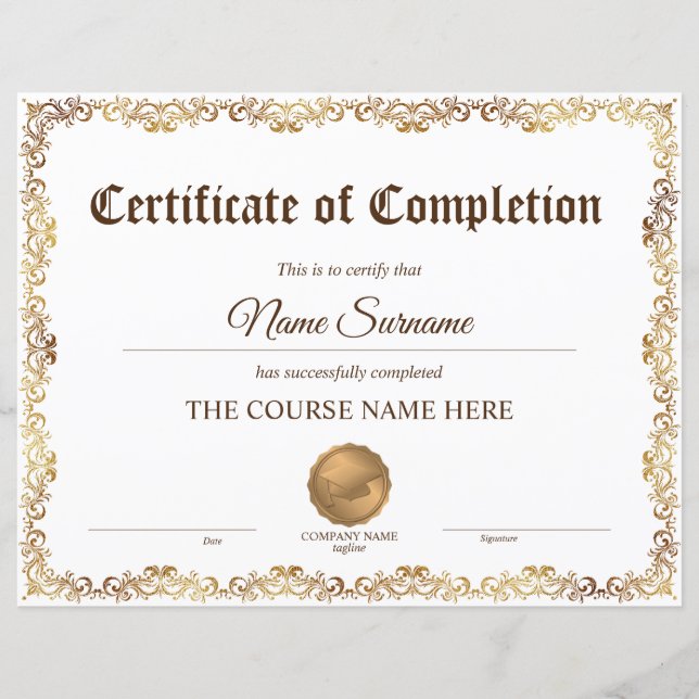 Diplôme Certificat d'achèvement Cours d'attributio (Devant)