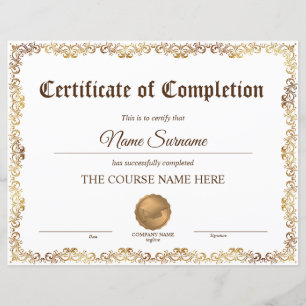 Diplôme Certificat d'achèvement Cours d'attributio
