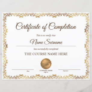 Diplôme Certificat d'achèvement Cours d'attributio