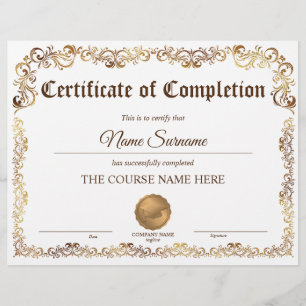 Diplôme Certificat d'achèvement Cours d'attributio