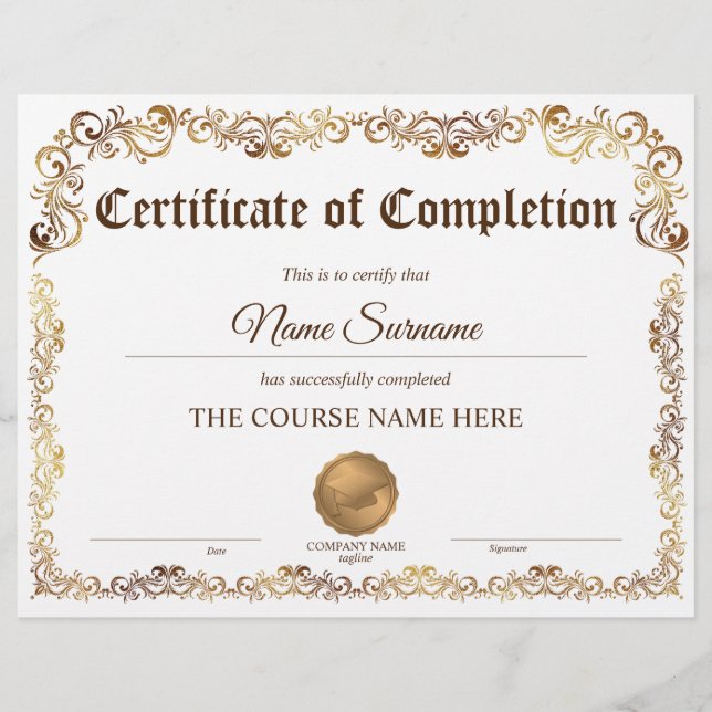 Diplôme Certificat d'achèvement Cours d'attributio (Devant)