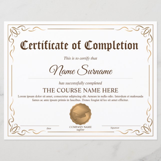 Diplôme Certificat d'achèvement Cours d'attributio (Devant)