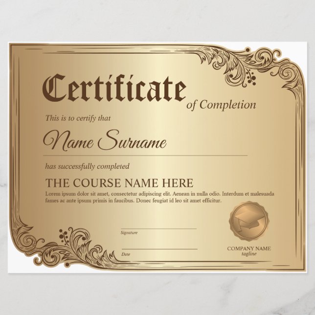 Diplôme Certificat de participation Prix (Devant)