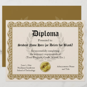 Diplôme Certificat d'or 8.5x11