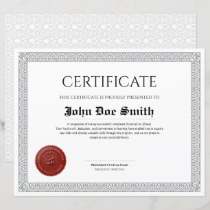 Diplôme Classique Élégant Certificat avec sceau de
