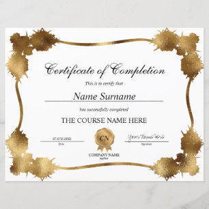 Diplôme d'attribution de certificat d'achèvement c