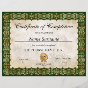 Diplôme d'attribution de certificat d'achèvement c