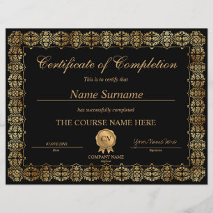 Diplôme d'attribution de certificat d'achèvement c