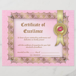 Diplôme de certificat d'excellence en cosmétologie