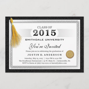 Diplôme de Invitation avec tuile d'or 2015