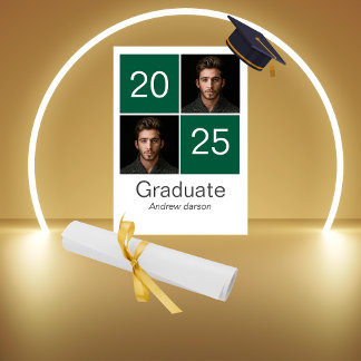 diplôme de portrait vert Invitation
