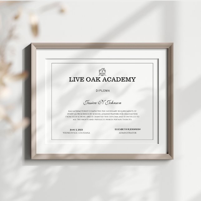 Diplôme d'école familiale Blanc moderne (Custom Homeschool Diploma)