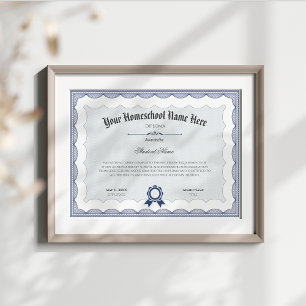 Diplôme d'école familiale bleu traditionnel