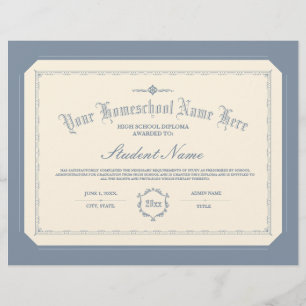Diplôme d'études à domicile Bleu tendre traditionn