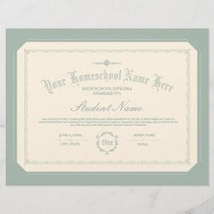 Diplôme d'études à domicile Vert doux traditionnel