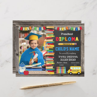 Diplôme d'études préscolaires avec photo