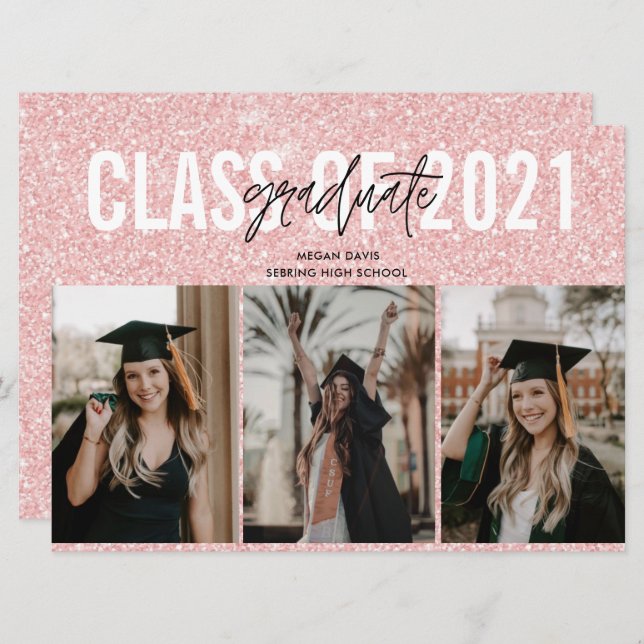 Diplôme d'études secondaires Rose Trois Photo (Devant / Derrière)