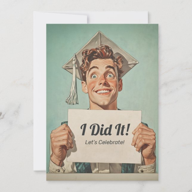 Diplômé Heureux Tenant une Invitation (Devant)