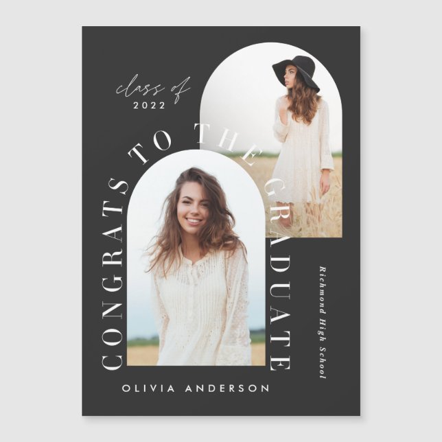 Diplôme moderne en arc photo noir et blanc (Devant)