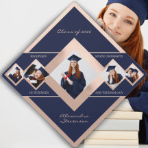 Diplôme Personnalisé Moderne Rose Bleu Multi‑Photo